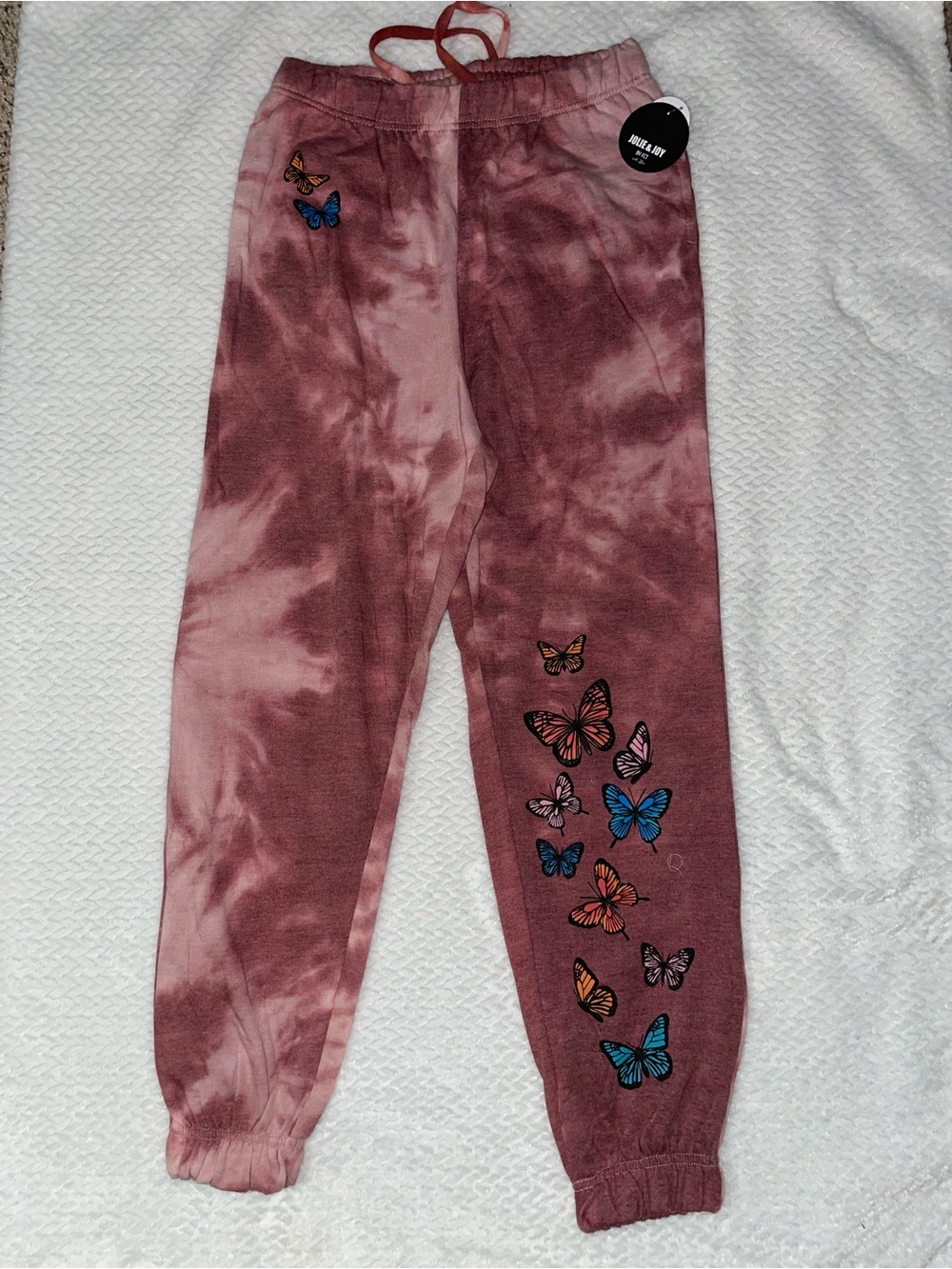 Jolie & Joy Pink Tie Dye Butterfly Jogger Sweatpants Size Medium